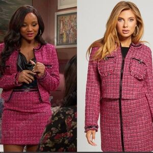 Guess Pervench blazer pink tweed suit